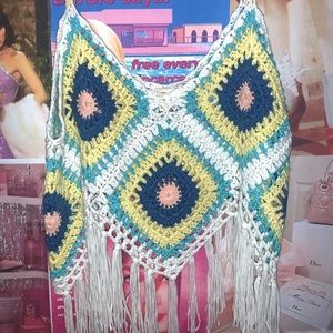 Crochet colorful hippie top